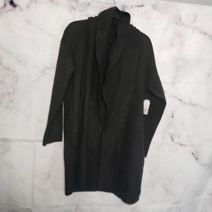 TIME and TRU black open knitted coatigan L